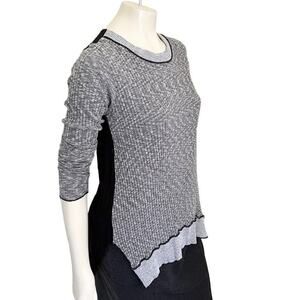 PETE Collection Mixed Media Long Sleeve Artsy Knit Tunic Sweater Top  SZ S
